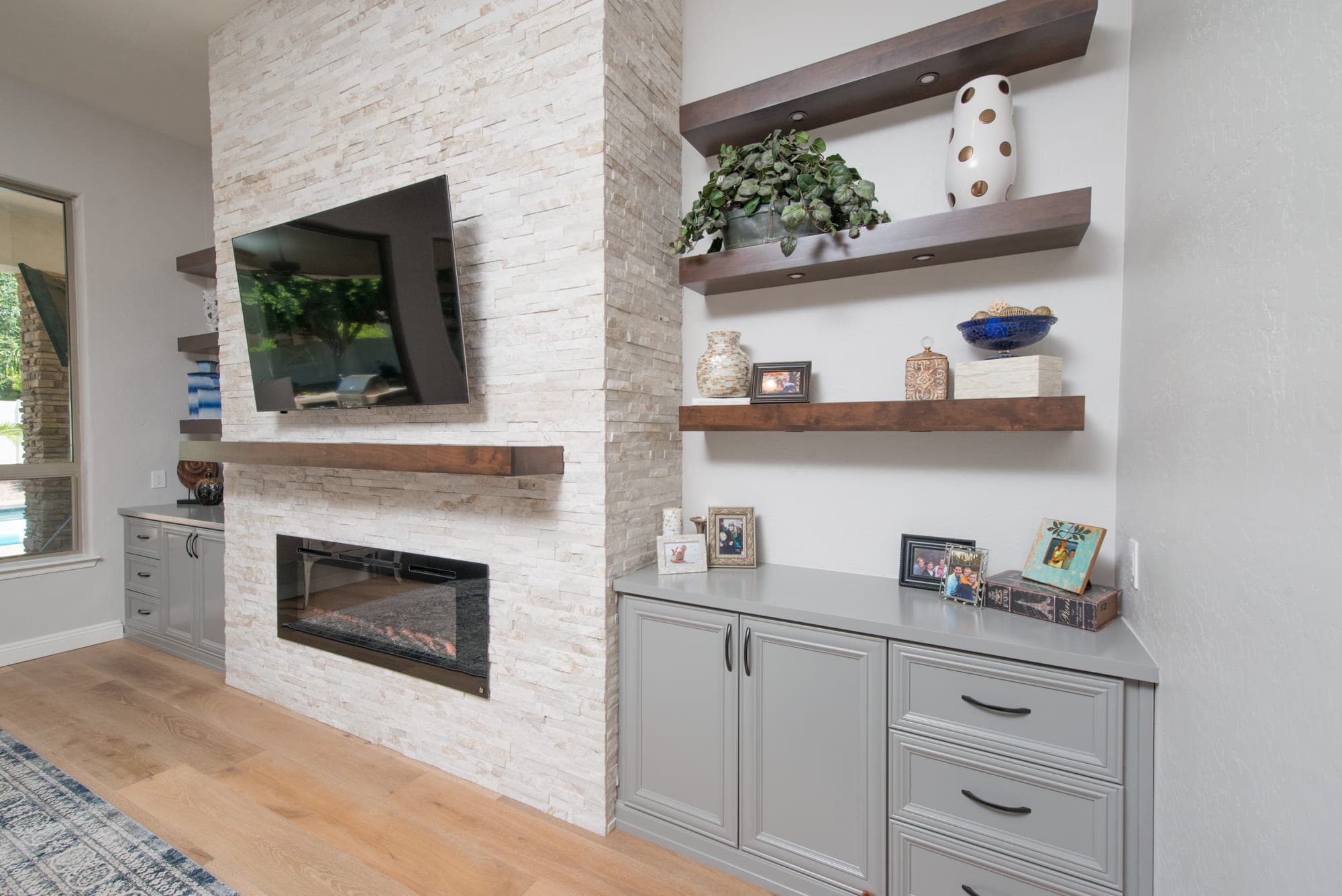 Custom media & entertainment centers detail by Classy Closets in San Diego