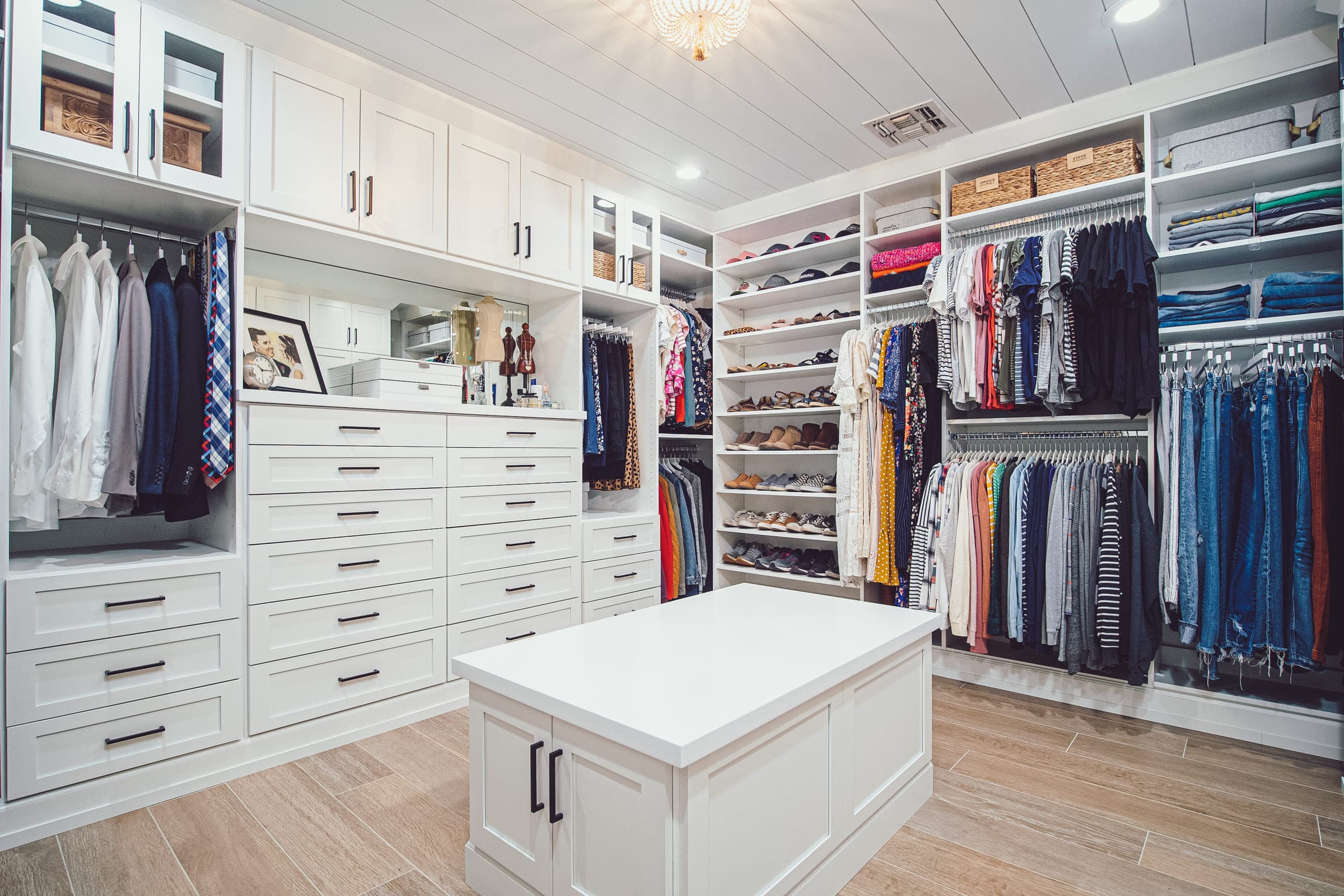 A finished custom closet in a Poway home